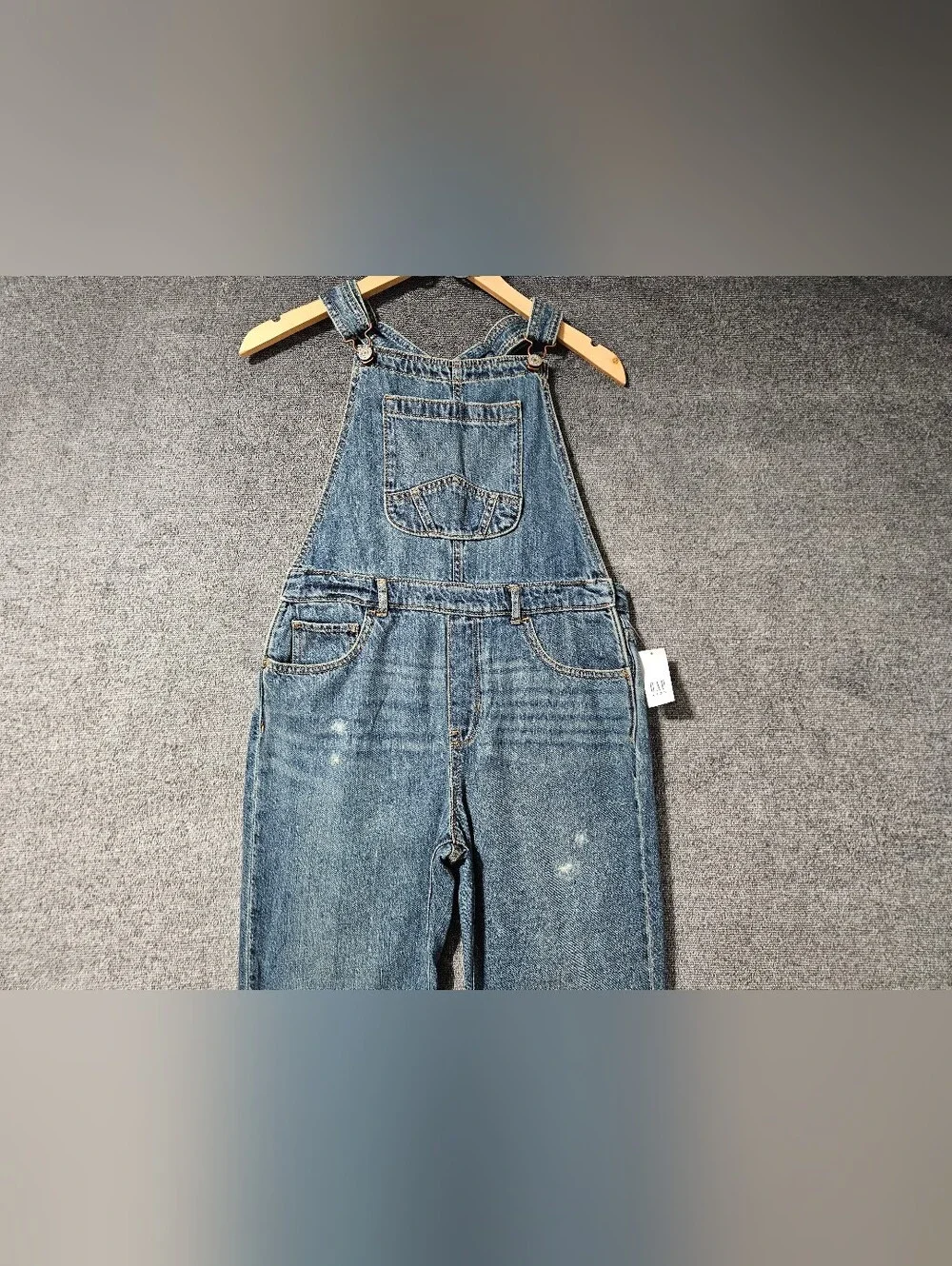 NWT Gap Kids Distressed 100% Cotton Denim Overalls Medium Indigo Wash Size XXL